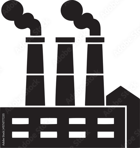 Flat design of a monochrome black icon of a manufacturer on a white background with a minimalistic simplified look icon black on white background,