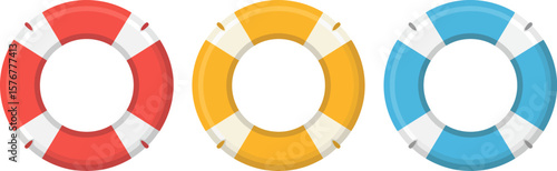 Colorful life preserver rings vector illustration for safety and summer concept design isolated on white vector