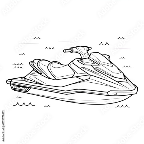 Jet sky illustration vector style coloring page 