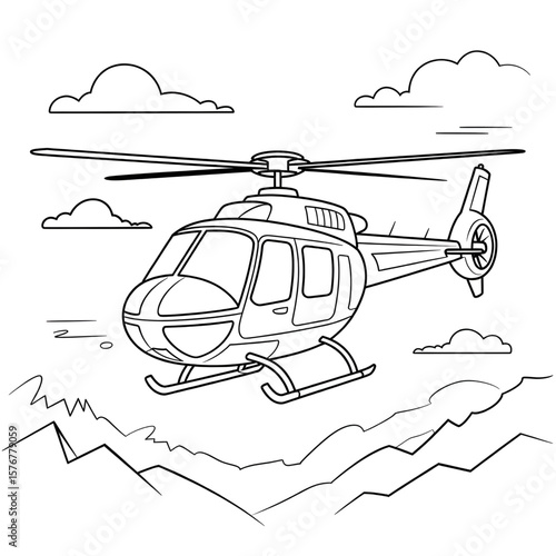 helicopter vector illustration coloring page 