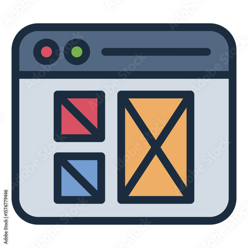 wireframe layout filled line icon for ux draft preview