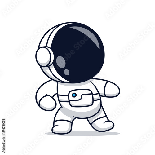 Cute Astronaut Running Pose Slide Cartoon Vector Icon Illustration. Science Technology Icon Concept Isolated Premium Vector. Flat Cartoon Style