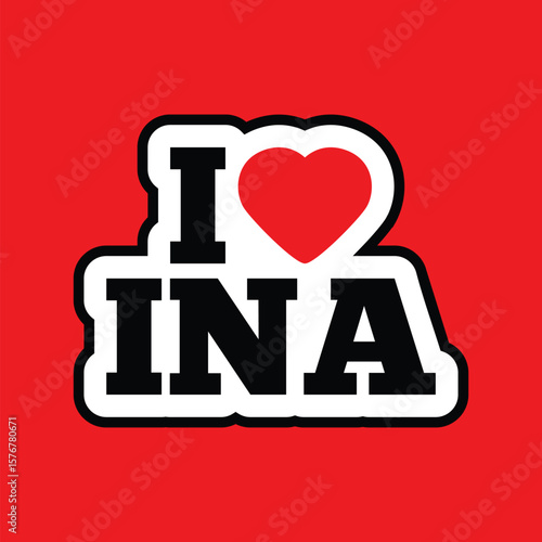 red background sticker with the words "I love Indonesia"