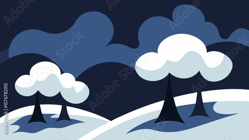 winter landscape with moon