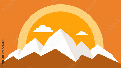 Majestic Mountain Sunset A Serene Landscape Illustration