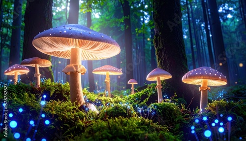 Magical forest mushrooms
