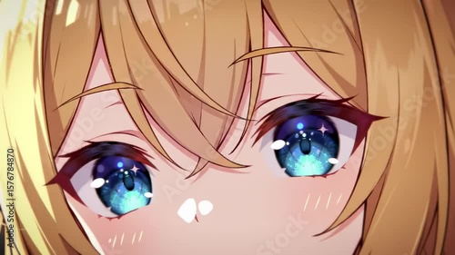 Close-up anime girl's eyes and hair