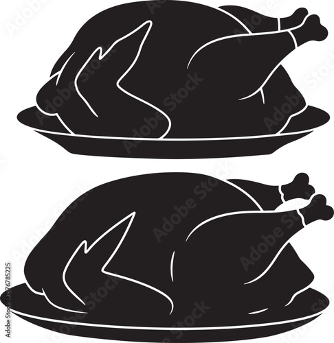 Whole roasted turkey silhouette for thanksgiving dinner