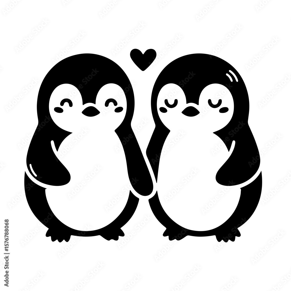 Fototapeta premium Penguin Couple Standing Together
