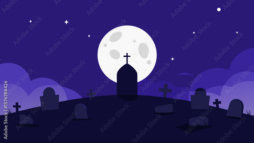 Naklejka premium halloween night with moon