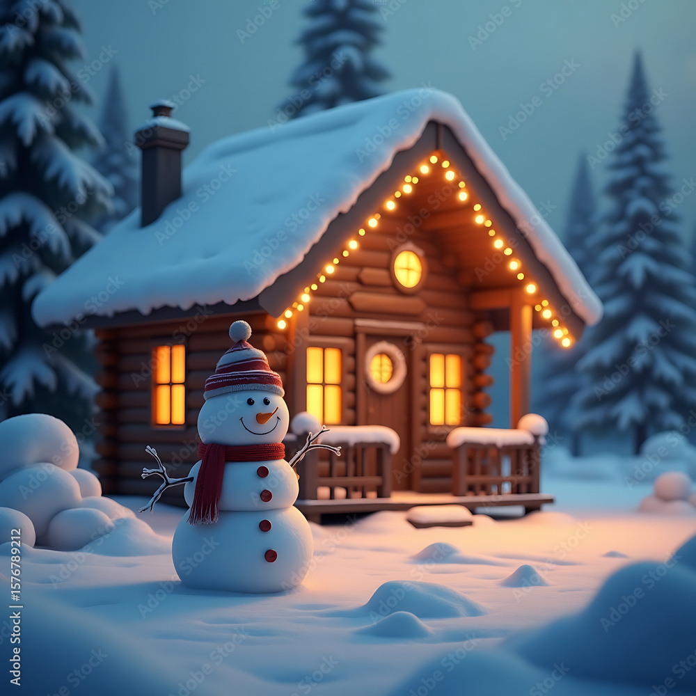 Obraz premium snowman in the house