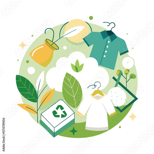 Sustainable fashion and recycling concept illustration