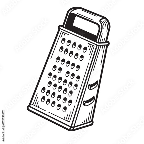 Black and white kitchen grater with handle kitchen utensil food preparation