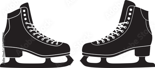 Elegant figure skater in motion silhouette