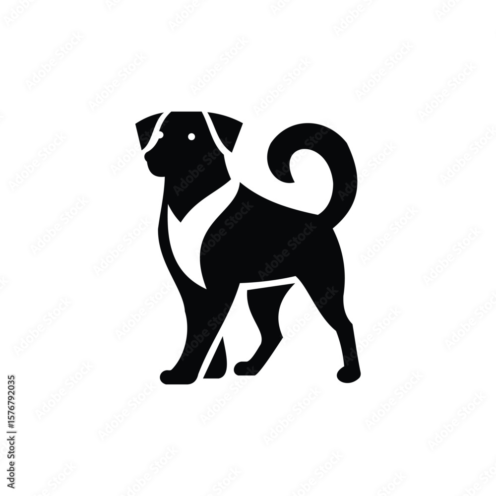 Fototapeta premium Standing Dog Vector Silhouette
