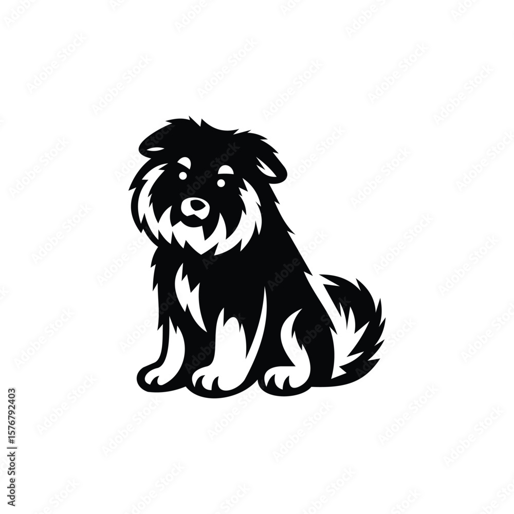 Obraz premium Sitting Dog Vector Silhouette