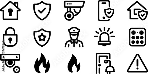 Security icons collection vector graphic design illustration protection safety
