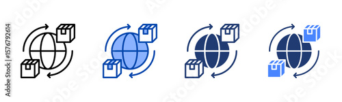 Logistics icon set multiple style collection