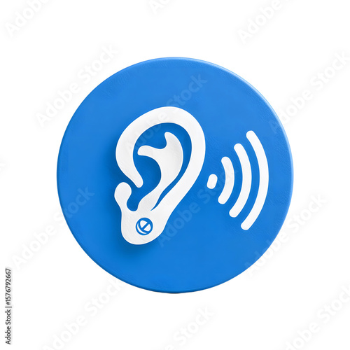 Hearing accessibility symbol blue ear button