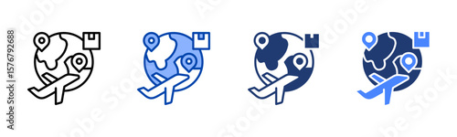 International Shipping icon set multiple style collection