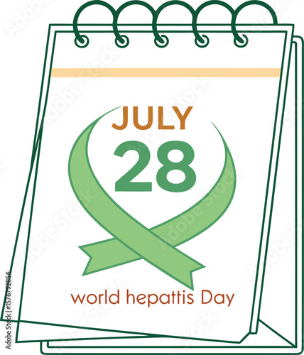 world hepatitis day calendar illustration with ribbon