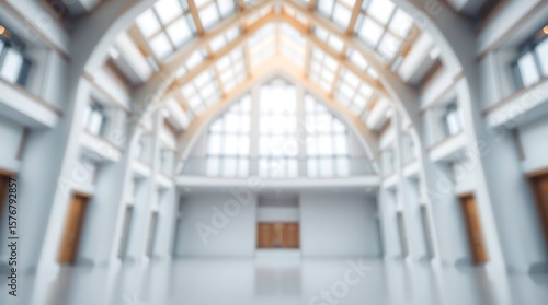 Abstract airy hall with vaulted ceiling