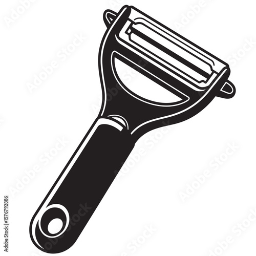 Black swivel peeler with ergonomic handle and sharp blade kitchen tool utensil