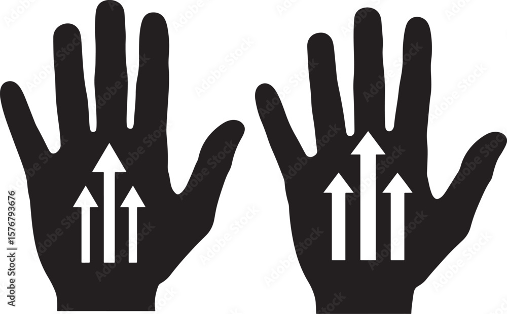 Obraz premium Open human hand gesture silhouette design