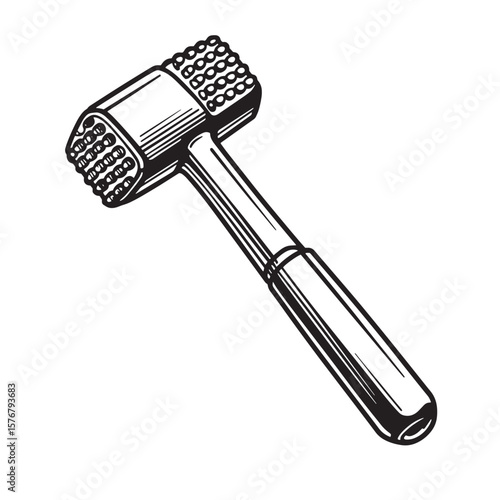 Meat tenderizer tool with textured heads and handle kitchen tool cooking utensil