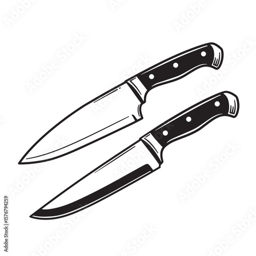 Sharp kitchen knives with black handles chef knife utility knife
