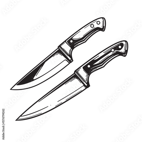 Sharp kitchen knives with black handles and steel blades cutlery cooking