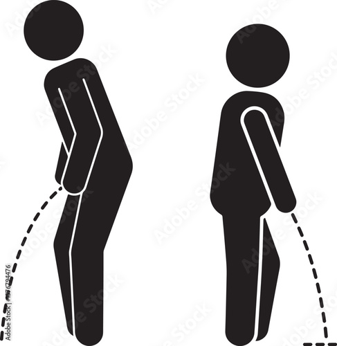Man using urinal silhouette in restroom