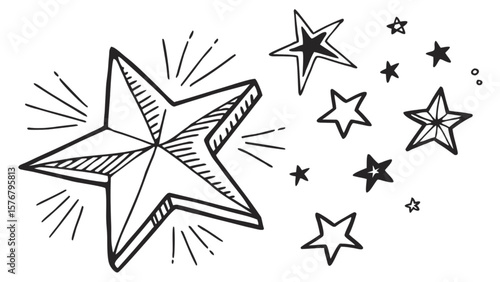Hand drawn star vector illustration of celestial stars for christmas and new year design elements 100