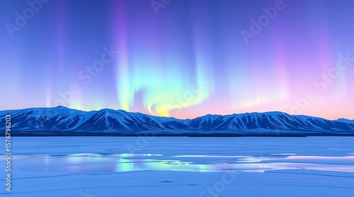 Auroras vibrant dance over frozen lands