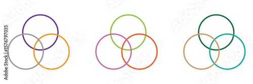 Colorful Venn diagram is showing three overlapping circles with numbers for your text and design. Venn Diagram . EPS 10 . Vector Illustration . 