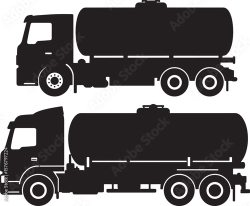 Heavy duty tanker truck transportation silhouette