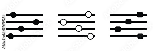 Filter control vector. Settings sliders line icon vector illustration set. EPS 10  .