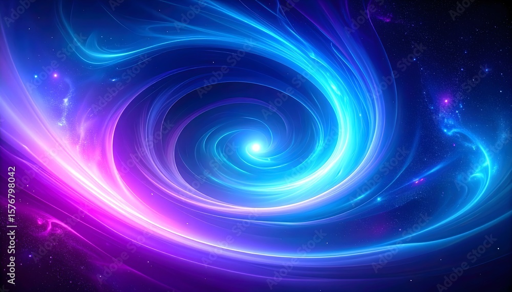 Obraz premium Deep space-inspired neon gradient swirl with blue and purple, cosmic abstract vibes.