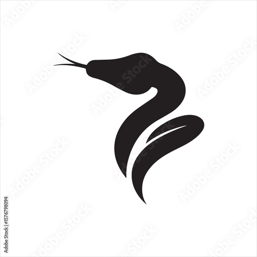 Black silhouette of a coiled snake with an upright head and curved tail, symbolizing danger and venomous creatures.