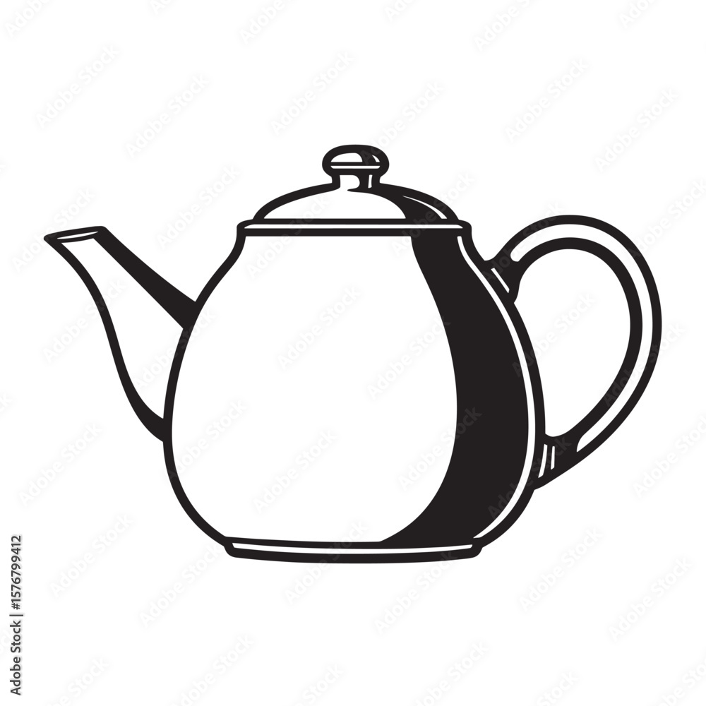 Black and white teapot with handle and spout kettle beverage Black and white teapot with handle and spout kettle beverage