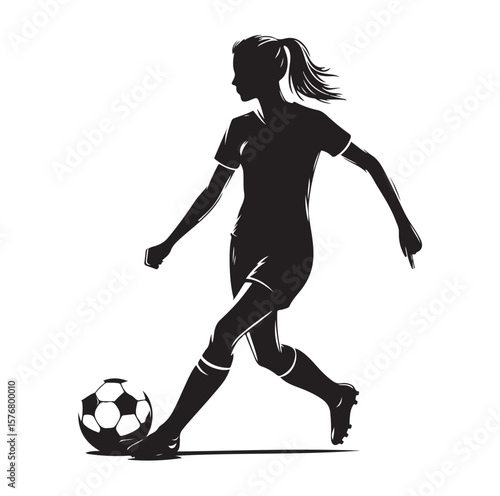female soccer player black silhouette vector graphics