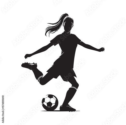 female soccer player black silhouette vector graphics