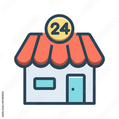 Vector color shadow icon for Convenience store