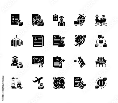 Export import editable stroke icon set