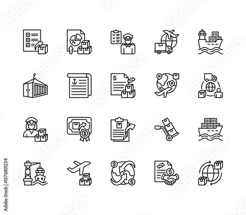 Export import editable stroke icon set