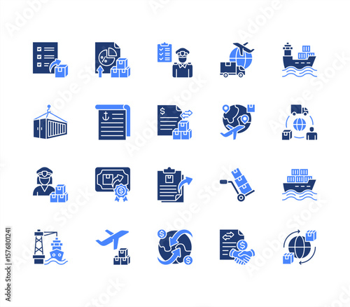Export import editable stroke icon set