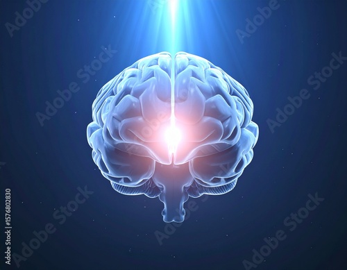 Glowing Human Brain with Light Beam — AI and Consciousness Concept