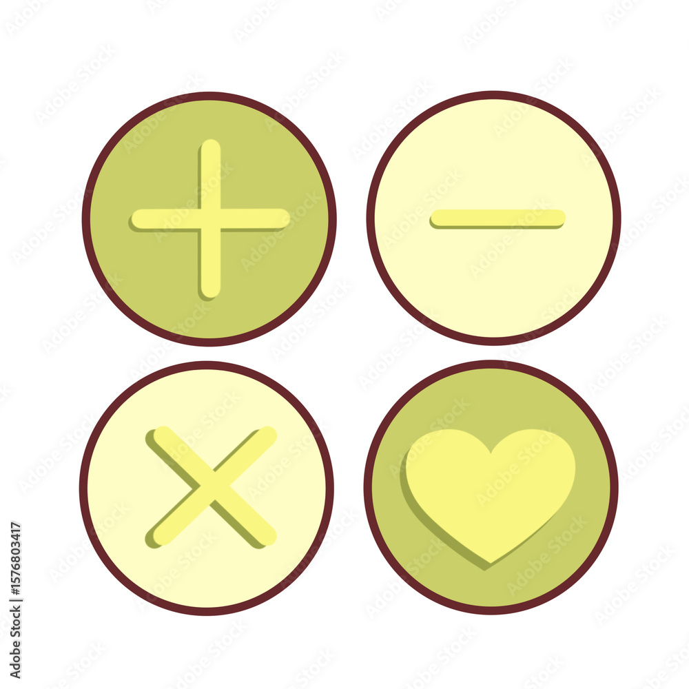 Fototapeta premium Basic Math and Love Icons Set