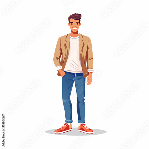 Stylized 3D cartoon drawing with sharp vector lines and layered coloring, showcasing a fun character with a big smile, great for engaging audiences in educational or creative work