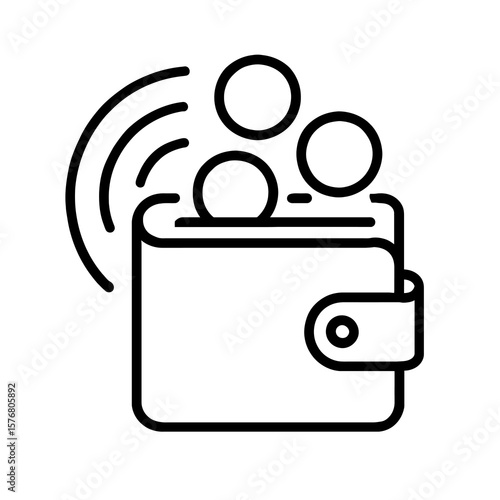 Crypto Wallet with Coin Pulse Icon Line Art